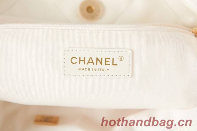 Chanel SHOPPING BAG Calfskin & Gold-Tone Meta AS3261 white