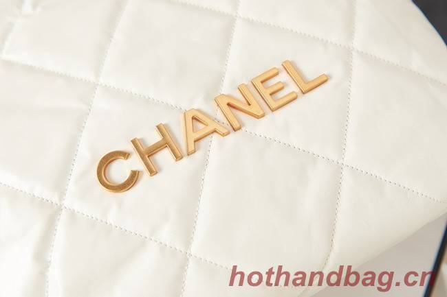 Chanel SHOPPING BAG Calfskin & Gold-Tone Meta AS3261 white