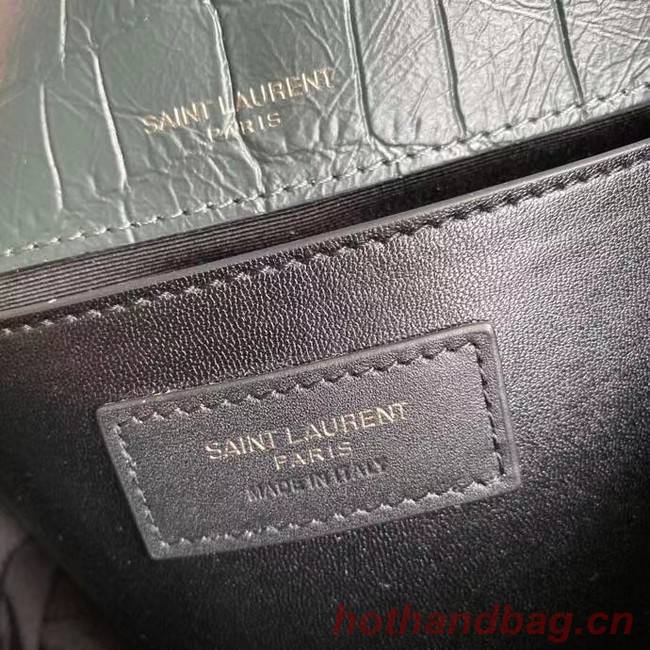 YSL NIKI BABY IN CROCODILE-EMBOSSED LEATHER 533037 DEEP GREEN