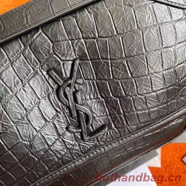 YSL NIKI BABY IN CROCODILE-EMBOSSED LEATHER 533037 black