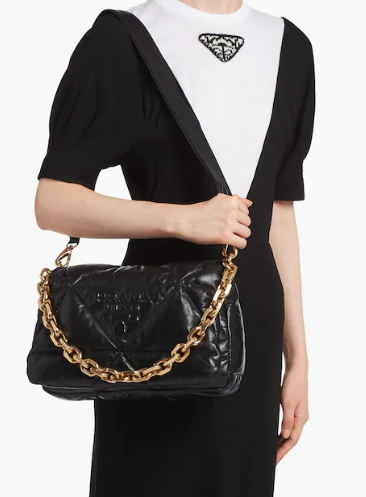 Padded nappa leather shoulder bag 1BD306 black