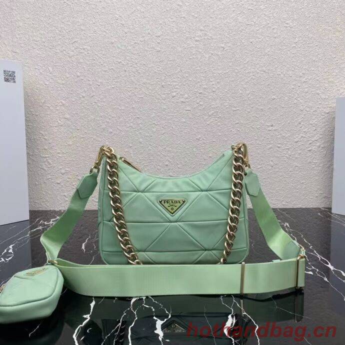 Prada System nappa leather patchwork shoulder bag 1AC151 Green