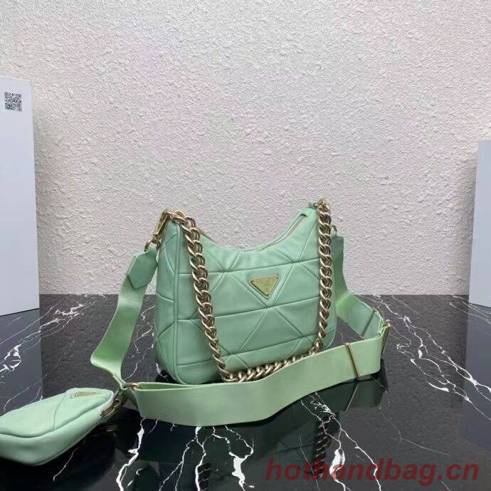 Prada System nappa leather patchwork shoulder bag 1AC151 Green