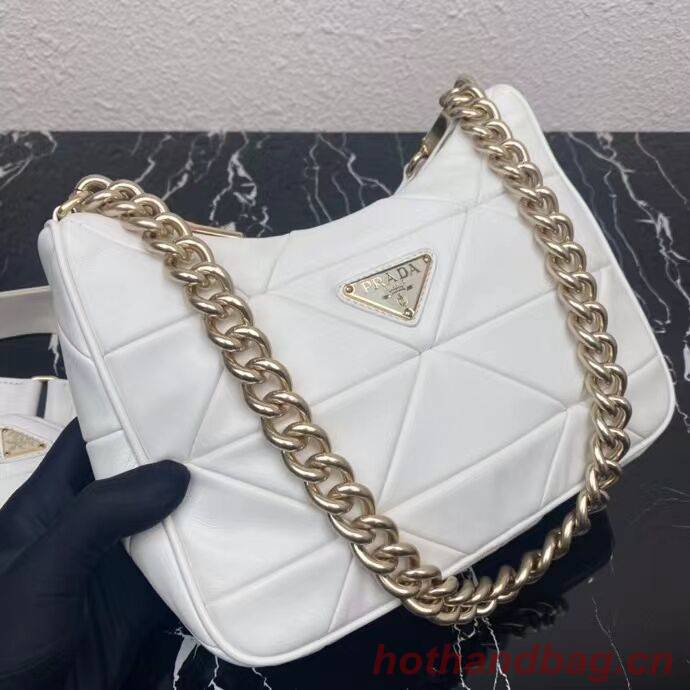 Prada System nappa leather patchwork shoulder bag 1AC151 WHITE