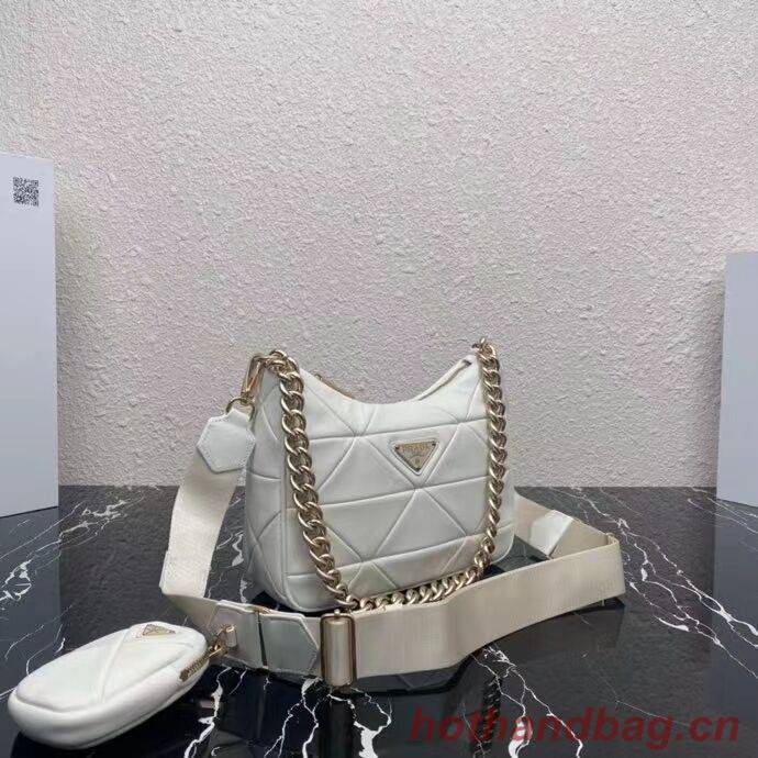 Prada System nappa leather patchwork shoulder bag 1AC151 WHITE