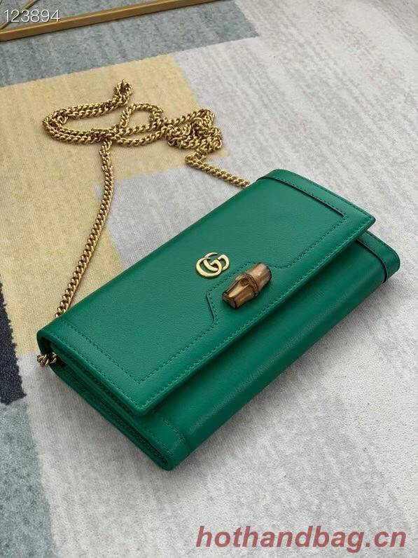 Gucci Diana chain wallet with bamboo 658243 green