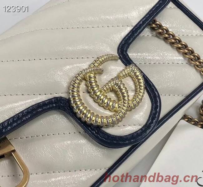 Gucci Online Exclusive GG Marmont mini bag 574969 White&blue