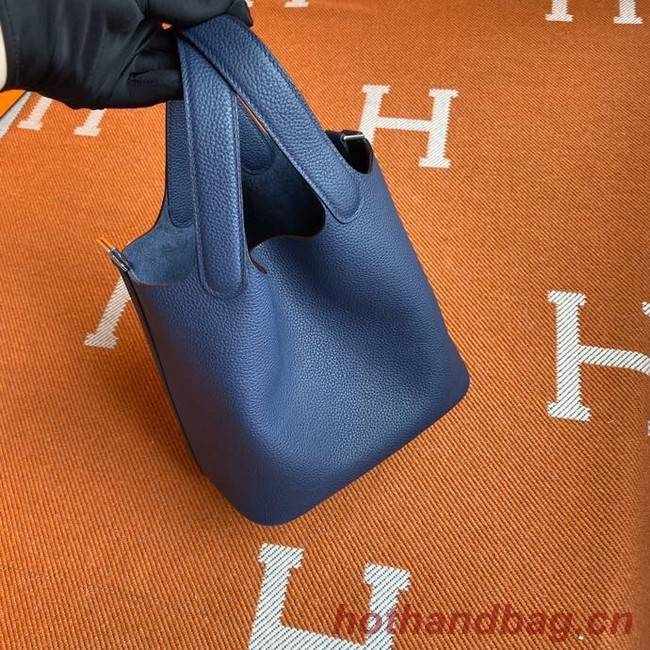 Hermes Picotin Lock Bags Original togo Leather PL3388 Sapphire blue