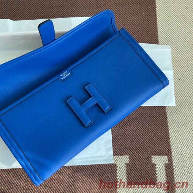 Hermes Original jige swift Leather Clutch 37088 Electro optic blue