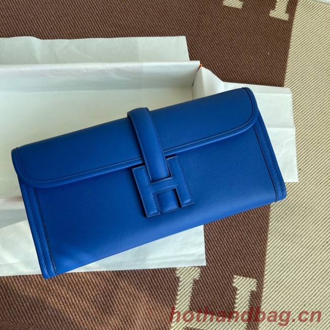 Hermes Original jige swift Leather Clutch 37088 Electro optic blue