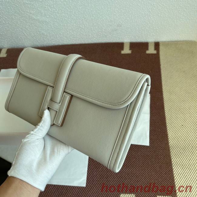 Hermes Original jige swift Leather Clutch 37088 Pearl grey