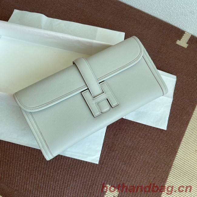 Hermes Original jige swift Leather Clutch 37088 Pearl grey