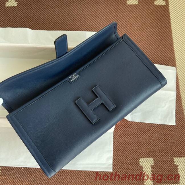 Hermes Original jige swift Leather Clutch 37088 Sapphire blue