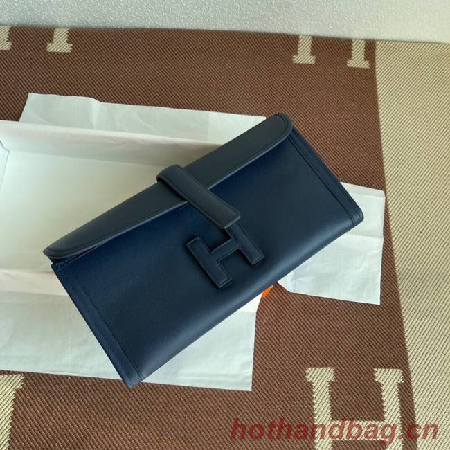 Hermes Original jige swift Leather Clutch 37088 Sapphire blue