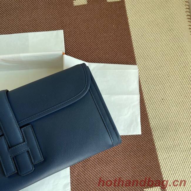 Hermes Original jige swift Leather Clutch 37088 Sapphire blue