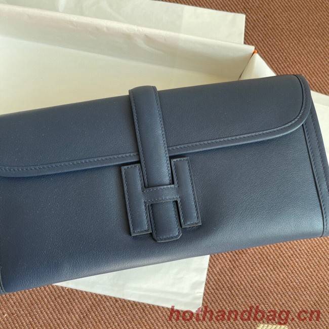 Hermes Original jige swift Leather Clutch 37088 Sapphire blue