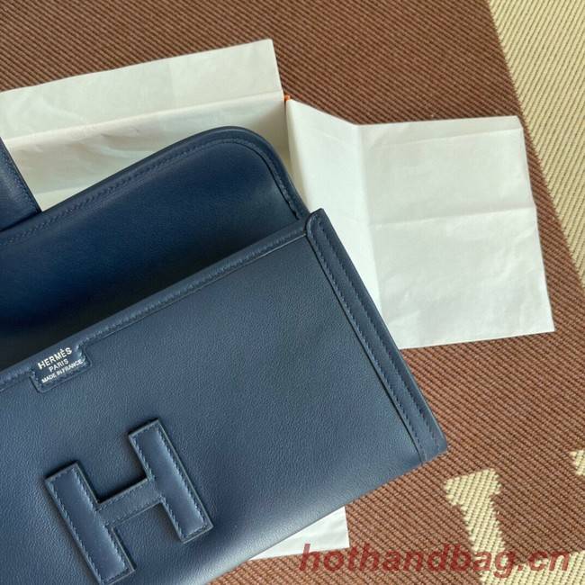 Hermes Original jige swift Leather Clutch 37088 Sapphire blue