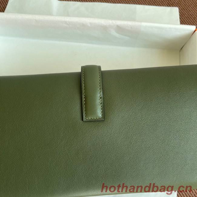 Hermes Original jige swift Leather Clutch 37088 blackish green