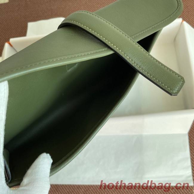 Hermes Original jige swift Leather Clutch 37088 blackish green