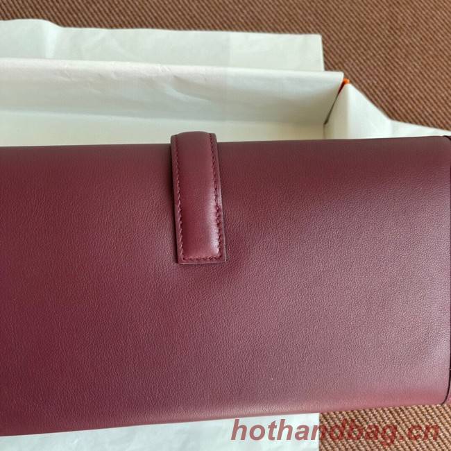 Hermes Original jige swift Leather Clutch 37088 claret