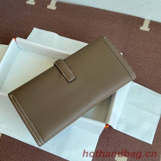 Hermes Original jige swift Leather Clutch 37088 dark gray