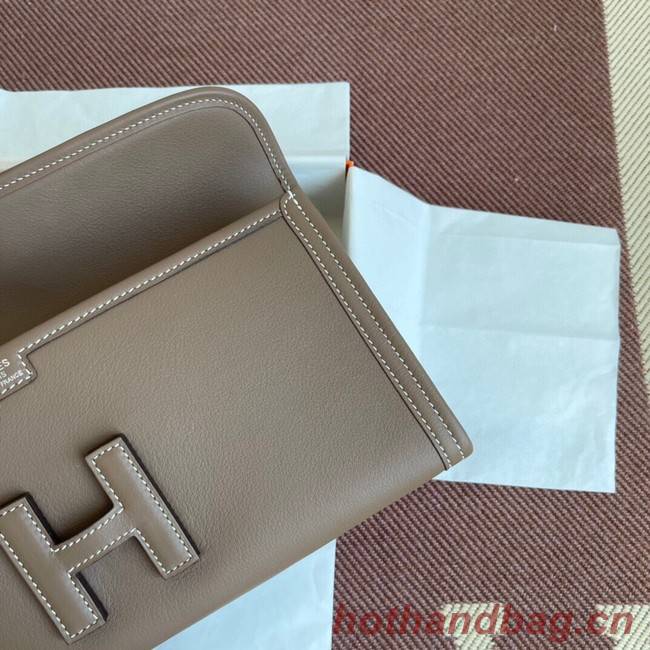 Hermes Original jige swift Leather Clutch 37088 dark gray