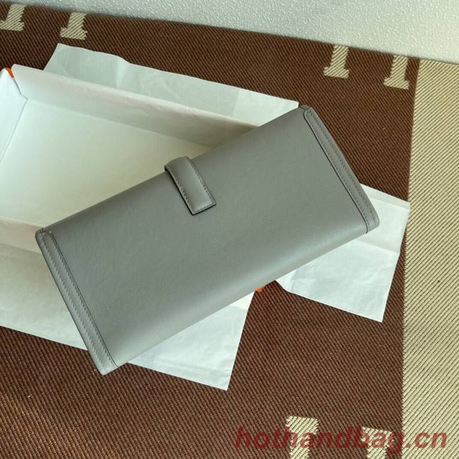 Hermes Original jige swift Leather Clutch 37088 light gray