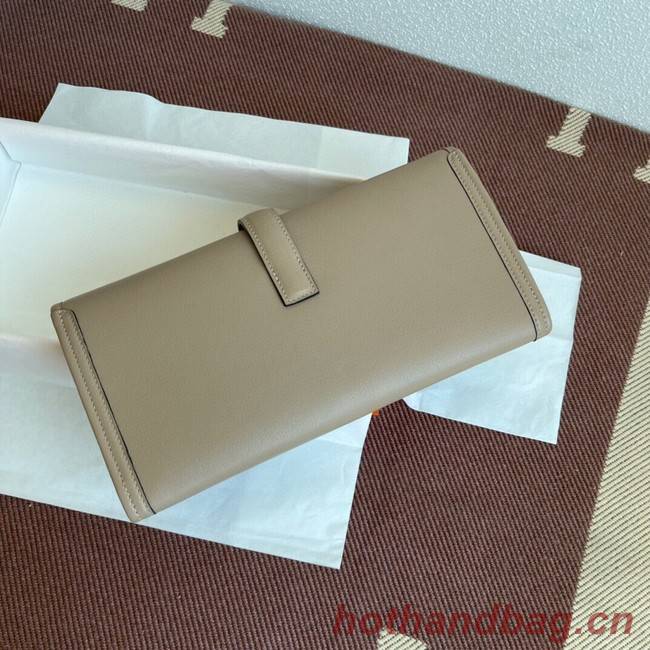 Hermes Original jige swift Leather Clutch 37088 light gray