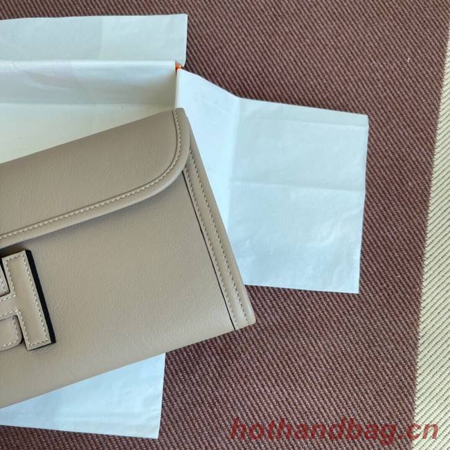 Hermes Original jige swift Leather Clutch 37088 light gray