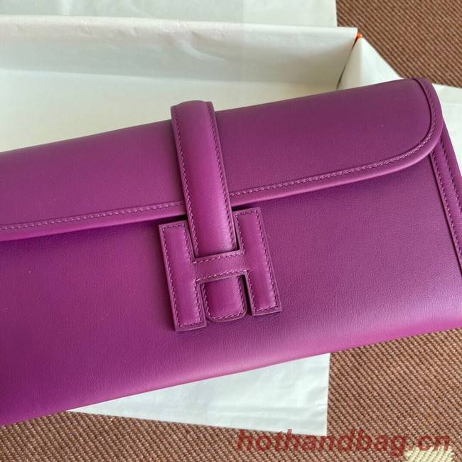 Hermes Original jige swift Leather Clutch 37088 purple