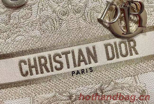 Dior MEDIUM LADY D-LITE BAG Embroidered M0565OJA cream