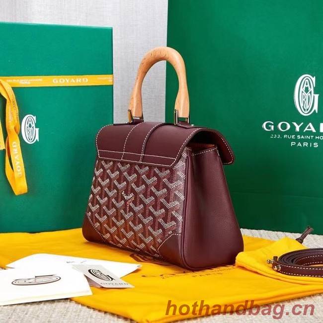 Goyard Calfskin Leather saigon mini Tote Bag 9955 Wine