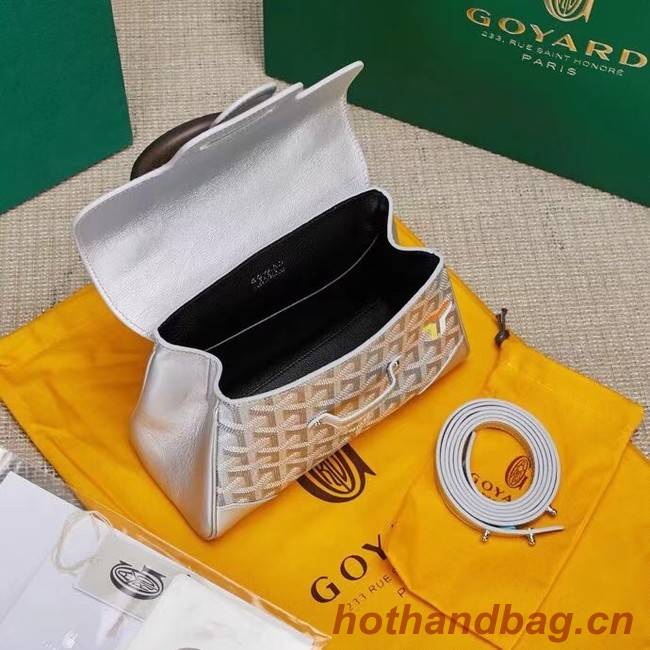 Goyard Calfskin Leather saigon mini Tote Bag 9955 silver