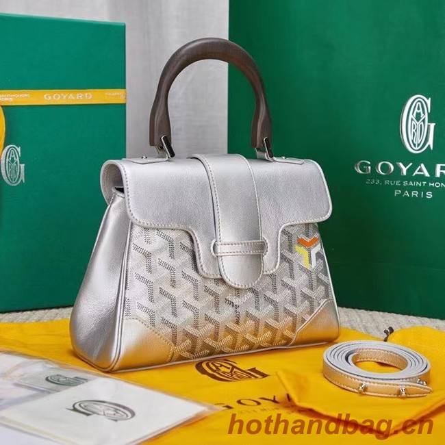 Goyard Calfskin Leather saigon mini Tote Bag 9955 silver