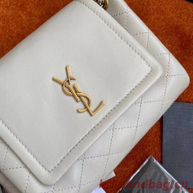 YSL MONOGRAM MINI NOLITA IN LAME LEATHER 672738 BLANC VINTAGE