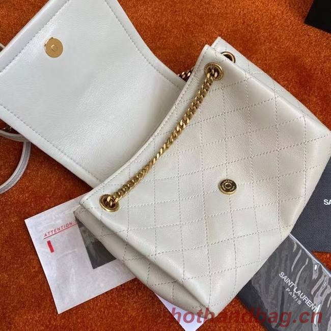 YSL MONOGRAM MINI NOLITA IN LAME LEATHER 672738 BLANC VINTAGE