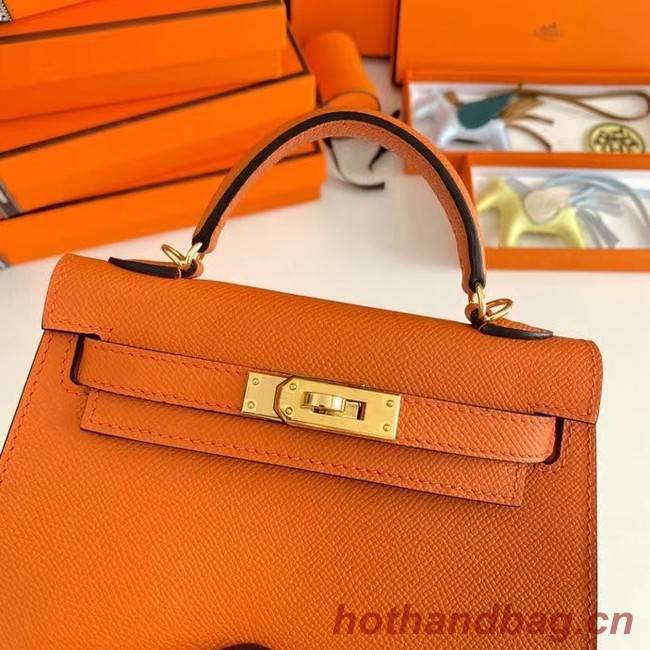 Hermes Kelly 19cm Shoulder Bags Epsom Leather KL19 Gold hardware orange