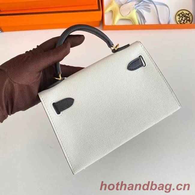 Hermes Kelly 19cm Shoulder Bags Epsom Leather KL19 Gold hardware white&black