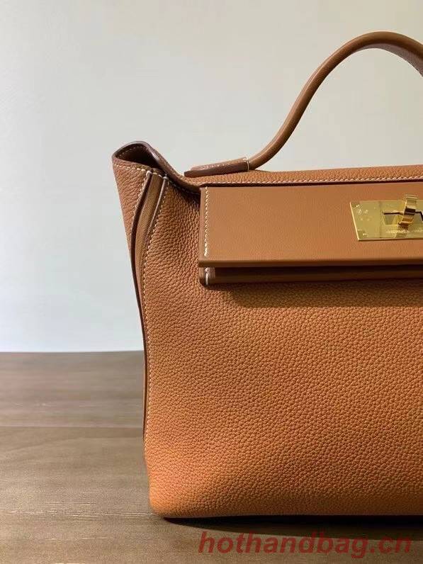 Hermes Kelly Original togo Leather Tote Bag H2424 gold brown