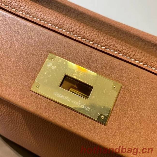 Hermes Kelly Original togo Leather Tote Bag H2424 gold brown