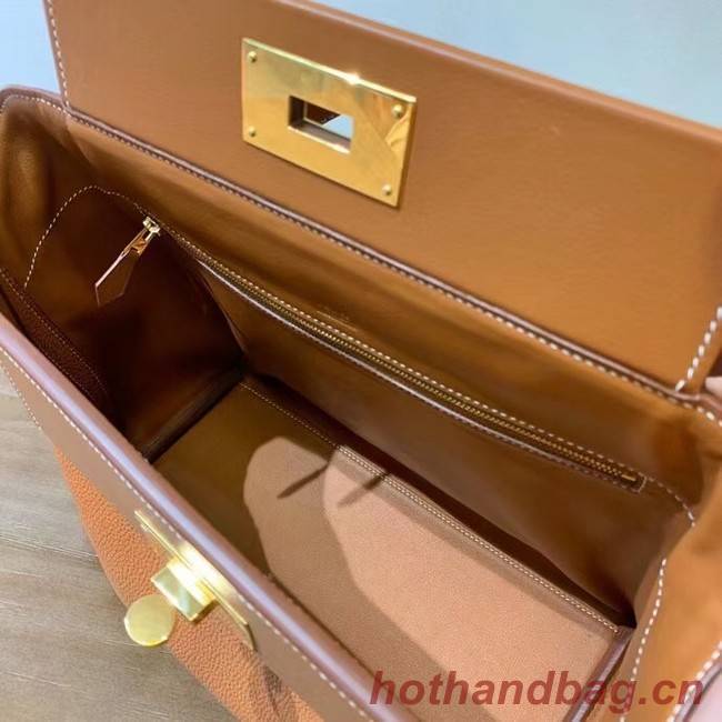 Hermes Kelly Original togo Leather Tote Bag H2424 gold brown