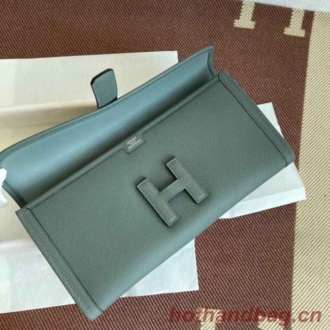 Hermes Original Espom Leather Clutch 37088 Almond green