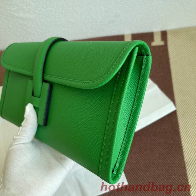 Hermes Original Espom Leather Clutch 37088 Bamboo green