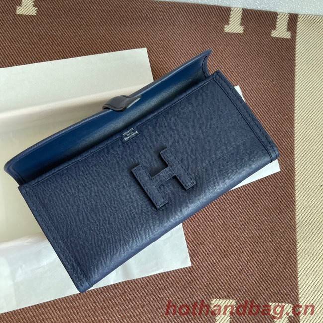 Hermes Original Espom Leather Clutch 37088 Sapphire blue