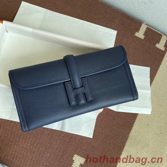 Hermes Original Espom Leather Clutch 37088 Sapphire blue