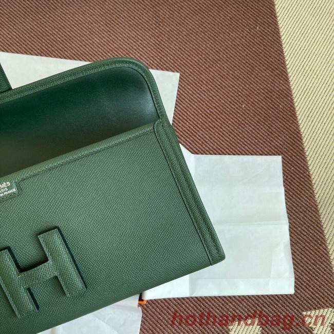 Hermes Original Espom Leather Clutch 37088 blackish green