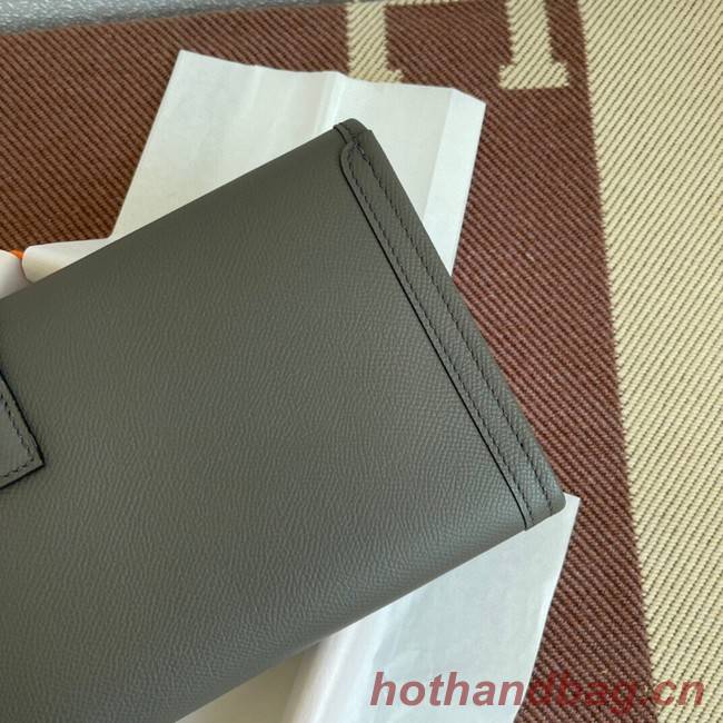 Hermes Original Espom Leather Clutch 37088 dark gray