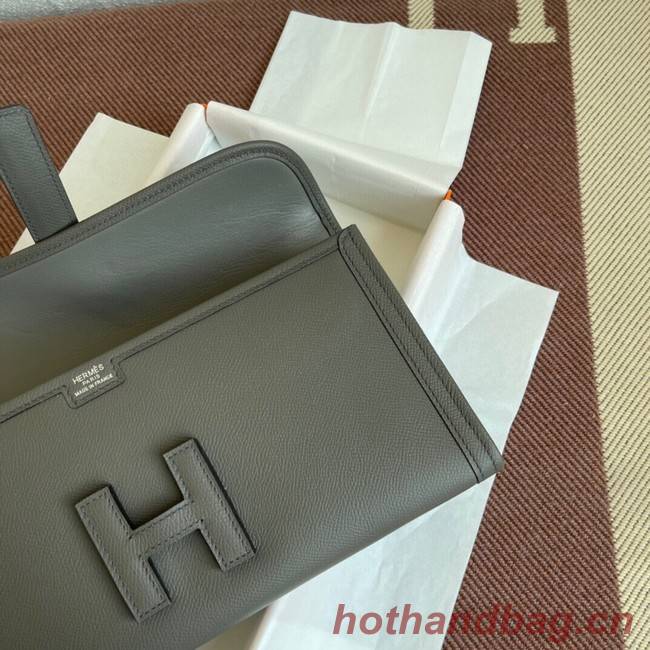 Hermes Original Espom Leather Clutch 37088 dark gray