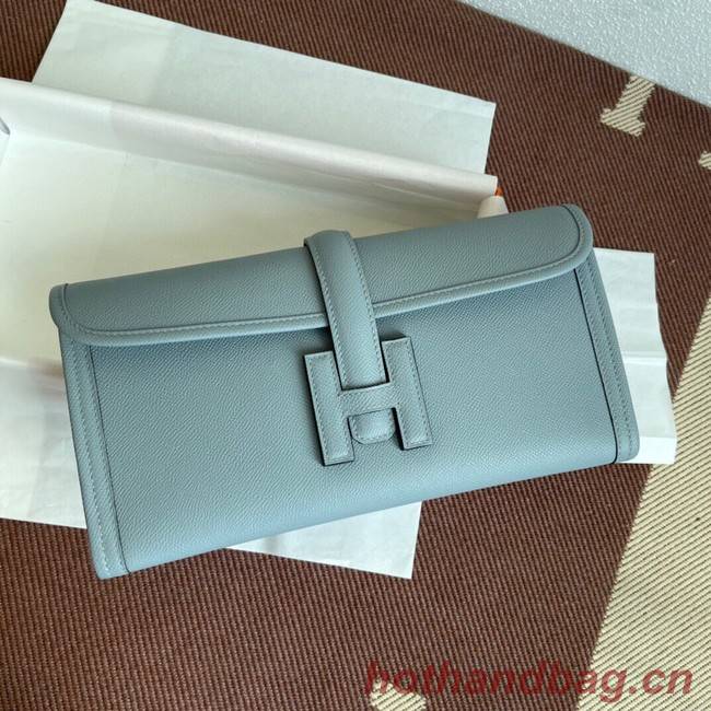 Hermes Original Espom Leather Clutch 37088 light blue