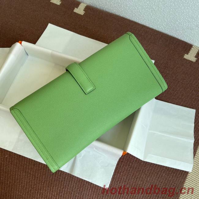 Hermes Original Espom Leather Clutch 37088 light green